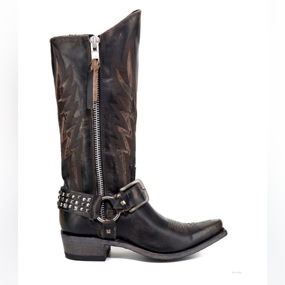 OLD GRINGO Aileen Black & Brown Leather Studded Harness Western Boots 9.5 NWT - Picture 10 of 15